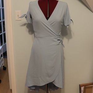 Light Blue Semi-Formal Tie Wrap Dress